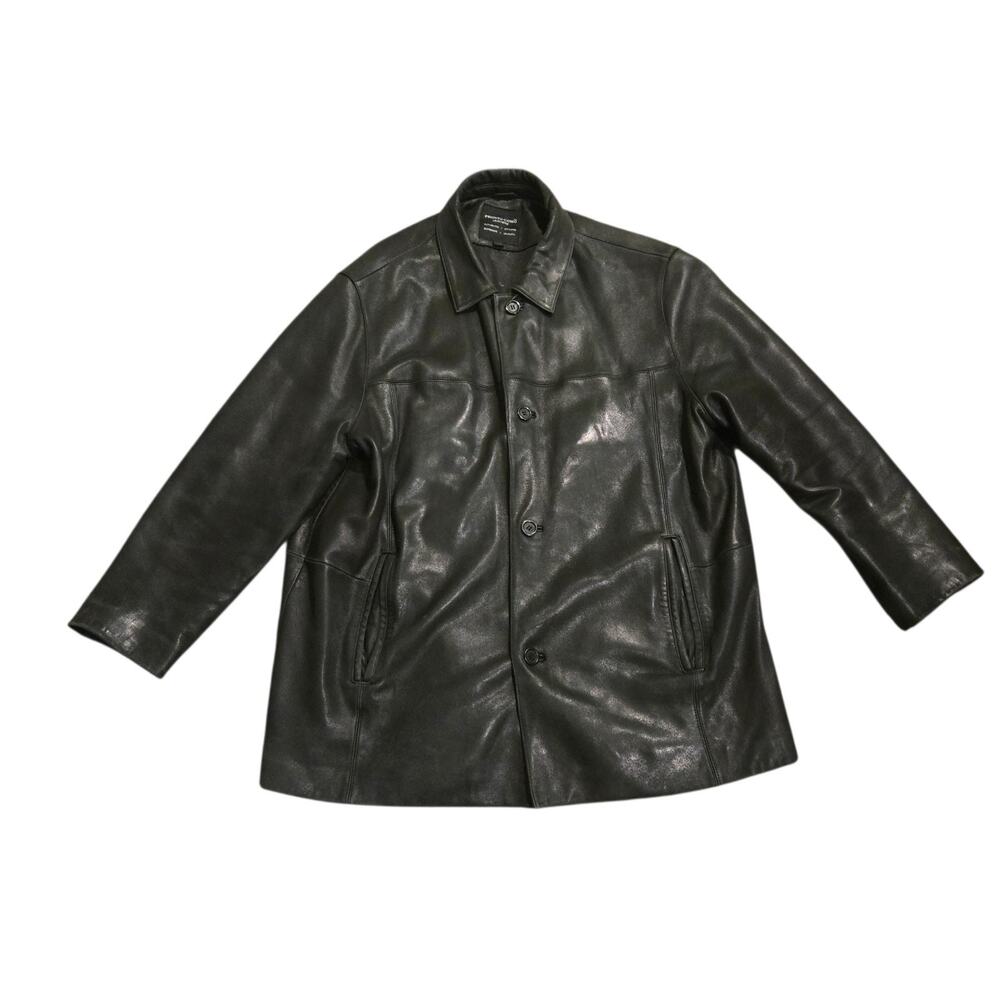 Vintage Pronto Uomo Lambskin Leather Jacket Coat Men XXL Classic Black Pockets